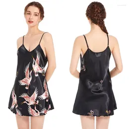 Ropa de dormir para mujeres Lingerías sexys para mujer v cuello satina satén camisón sin mangas de noche vestida de verano casa Únimo