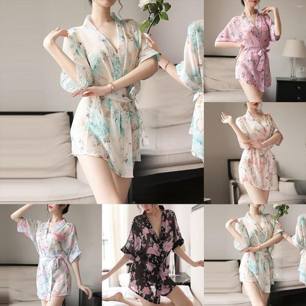 Ropa de dormir para mujer, camisones sexys, lencería para mujer, bata de encaje, Kimono, albornoces, tentación, Mini camisón con cuello de pico, vestido de noche 2023