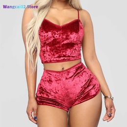 Vêtements de nuit pour femmes Sexy Soie Satin Velours Pyjamas Femmes Ensemble Pijamas Lingerie Sexy Ensembles Vêtements De Nuit Robe Vêtements De Nuit Rose Rouge Noir 012723H