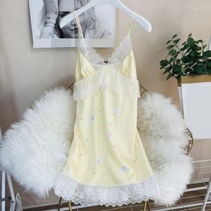 Dames Nachtkleding Sexy Spaghetti Nachthemd Kanten Nachtjapon Jurk Lingerie Chemise Badjas Zijdeachtig Satijn Ochtendjurk Loungewear