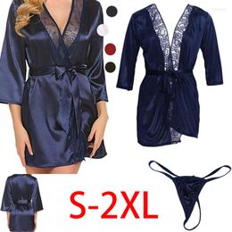 Vêtements de nuit pour femmes Sexy femmes dentelle dames Satin soie chemise de nuit Lingerie Robe Robe Robe de nuit