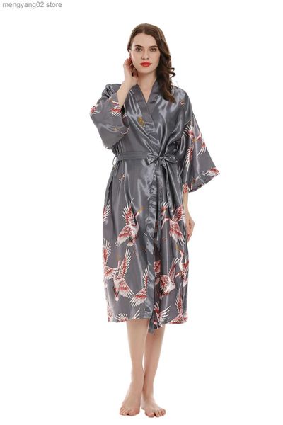 Ropa de dormir para mujer Bata larga para mujer sexy con bolsillo Boda Novia Dama de honor Bata Rayón Kimono Albornoz Tamaño grande S-XXXL Vestido de noche T230523