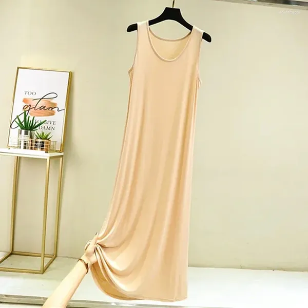 Ropa de dormir para mujer, camisón Sexy para mujer, camisones de verano con cuello redondo, vestido de noche suave sin mangas para dormir, ropa para el hogar para mujer