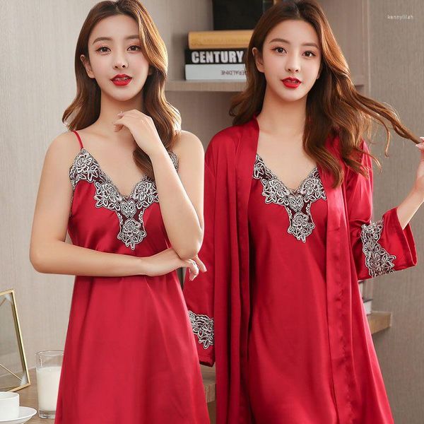 Vêtements de nuit pour femmes Sexy femmes vêtements de nuit Robe ensemble femme 2 pièces Cosplay vêtements de nuit pour dormir dans les sous-vêtements féminins fête de mariage