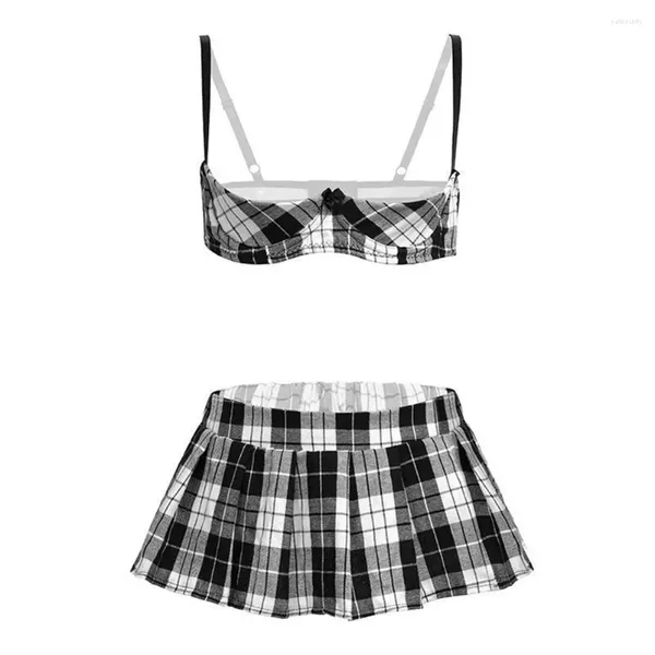 Vêtements de nuit pour femmes sexy femme imprimement imprimé ouvert étagère de tasse de soutien-gorge plipe de soute