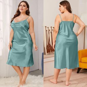 Dames Nachtkleding Sexy Dames Plus Size Spaghetti Band Nachtjapon Zomer Satijn Effen Homewear Losse Intieme Lingerie Nachtkleding Chemise