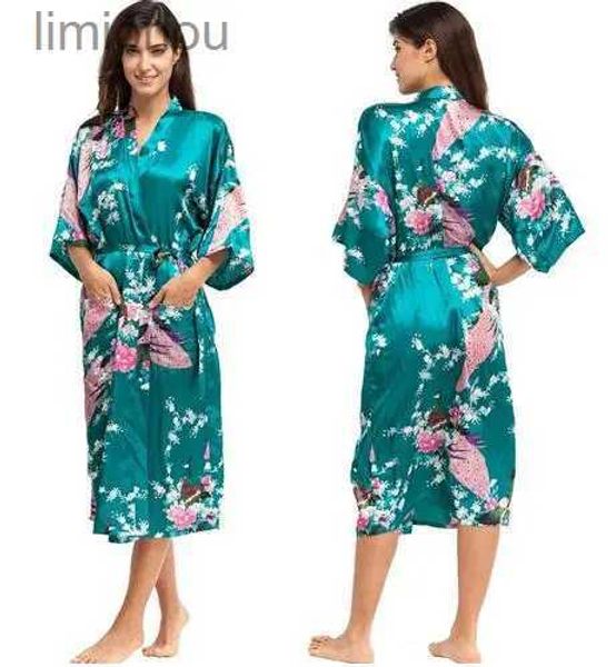 Ropa de dormir para mujer Bata de kimono de seda Albornoz Bata de satén para mujer Batas de seda Batas de noche sexy Crecimiento nocturno para dama de honor Verano Tallas grandes S-XXXL 010412C24319