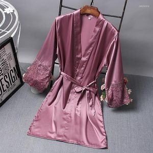 Dames slaapkleding slaapdress v nek vrouwen nachthemd gewaad vaste kleur kimono ijs zijden kleren sexy nachtjurk loungewear badjas
