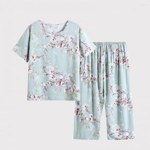 Ropa de dormir para mujer, conjunto de pijamas con estampado de flores sueltas de tiro medio, disfraz