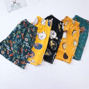 Slaapkleding voor dames slaapkleding voor vrouwen korte broek Pocket Pocket Zomer Home Cartoon Cartoon Dierelastische taille Loose Casual Beach