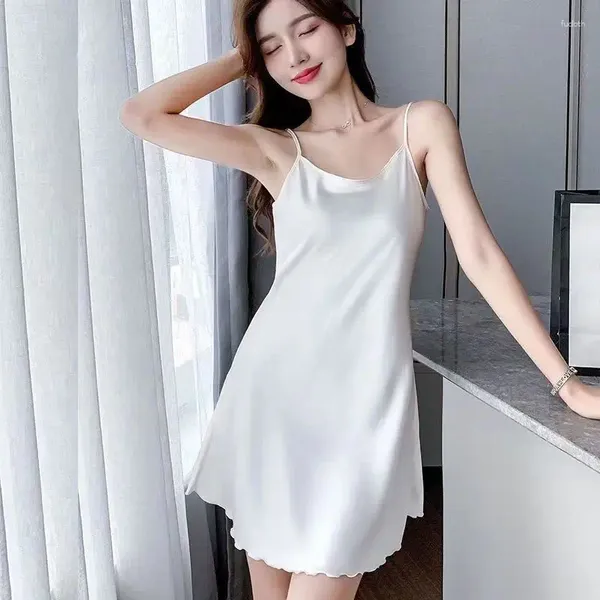 Vestido de dormir para mujeres Pajamas seda de satén de verano ropa de casa sexy lencería erótica en ropa de noche para mujer noche usa top tighty