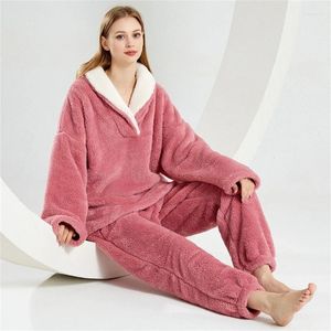 Ropa de dormir para mujeres con pijama de vellón de vellón de coral suave