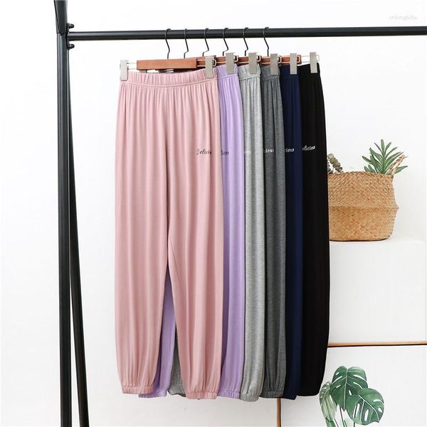 Vêtements de nuit pour femmes, pantalons de pyjama de couleur unie, doux, modal, maison pour le printemps et l'été, sport ample