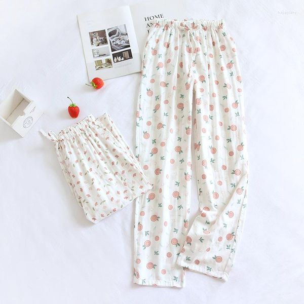 Indumenti da notte da donna Primavera e autunno Pantaloni da donna Garza di cotone Pantaloni da pigiama sottili Pantaloni casual da donna Cartoon Homewear Cute Bottoms Plus