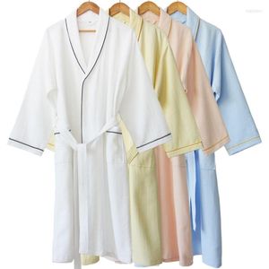 Vêtements de nuit pour femmes Printemps Automne Coton Peignoirs Robe Unisexe Pyjamas Sauna Vêtements Gaufre Absorption D'eau Pijamas Maison Robes De Chambre