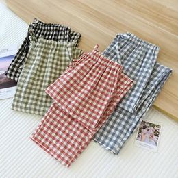 Vêtements de nuit pour femmes Spring / Automne Style Coton simple coton Double-couche Pantalon Pantalon pour hommes et fond de sommeil élastique