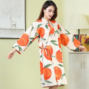 Vêtements de nuit pour femmes printemps coton peignoir femmes Robe mince Cardigan japonais lacé manches longues imprimer Kimono Robes Sexy Pijamas