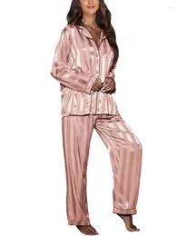 Pyjamas satin de printemps de printemps pour femmes Femmes Femmes Sanwear Sounge Sounge Wear Pjs Loungewear Loose Nightwear Sleep for for