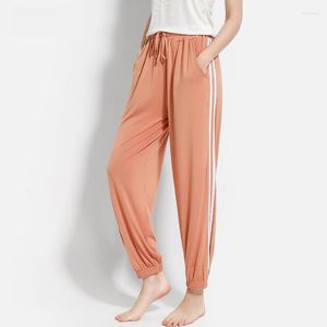 Dames slaapkleding Spring zomer Vrouwen Slaapbodems Modale elastische taille Pyjama's Pant Stripe Lingerie broek M-XL