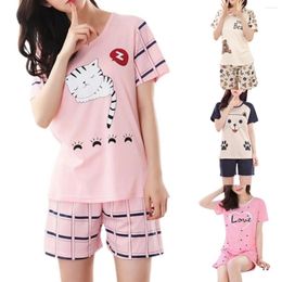 Dames nachtkleding zomer cartoon pyjamaset - dames shorts pyjama pak voor comfortabele nachtkleding loungekleding