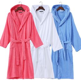 Ropa de dormir para mujer, albornoz de algodón de verano con capucha para mujer, bata gruesa y cálida para hombre, bata larga, ropa de casa para dama de honor de boda, blanco, azul, AutumnWo