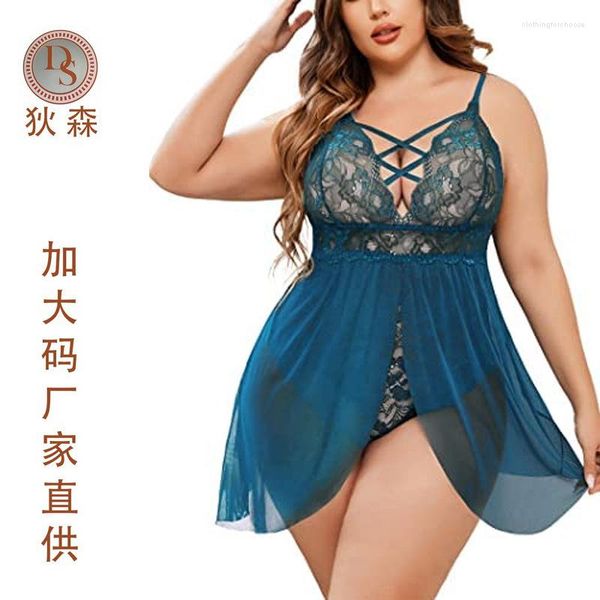 Ropa de dormir para mujer, pijamas eróticos con cuello Halter de verano, conjunto de ropa interior transparente con vestido de una pieza para el sentido del hogar