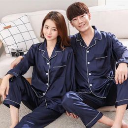 Ropa de dormir para mujer Versión coreana de verano de la simulación de seda Pareja Pijamas Pantalones de manga corta Hombres/Mujeres Pijamas Traje de servicio a domicilio