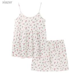 Veilleuses pour femmes Summer M-4xl Femme Pyjama Patché à fleur Imprimé court set Pyjama Femme en dentelle Pyjama Sweet Sling V-cou en V et Pyjama court WX