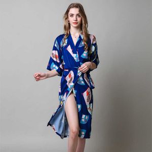 Dames Nachtkleding Zomer Nieuwe Vrouwelijke Gewaad Kimono Badjas Jurk Met Riem Dames Kamerjas Nachtkleding Sexy Nachtjapon Dame Huwelijkscadeau T221006