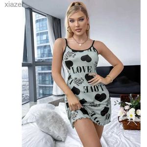 Ropa de dormir para mujeres Summer New Nightown Beauty Beauth This Sección de Home Wear Halter Falda corta Amor Cartoon Cute Pajamas Camisco WX