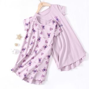 Ropa de dormir para mujer Pijamas de verano Camisones de algodón para niñas Camisón de dibujos animados Camisón para bebés Ropa de dormir de manga corta Ropa linda para niñosWome