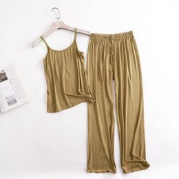 Dames nachtkleding zomerpyjama Modal Night Set voor dames Lingerie Sexy ondergoed Mouwloze lange broekkleding