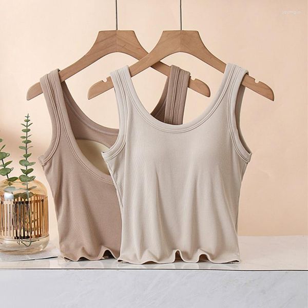 Ropa de dormir para mujer Chaleco con tirantes de verano para mujer Cojín para el pecho Pijamas de una pieza Tops Ropa interior Sujetador inferior Top Sexy Modal Camiseta cómoda