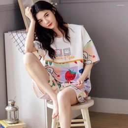 Vections de sommeil pour femmes Pyjama rose tendance coton doux deux pièces se déroulant pour les jeunes filles kawaii dessin animé Pijama Mujer