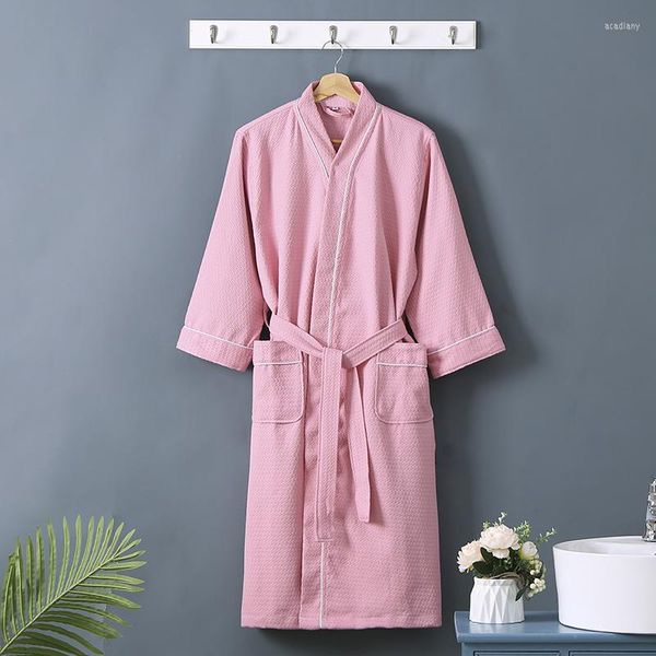 Vêtements de nuit pour femmes été gaufre peignoir femmes coton amant sucer l'eau Kimono Robe de bain grande taille Sexy Robe de chambre demoiselle d'honneur