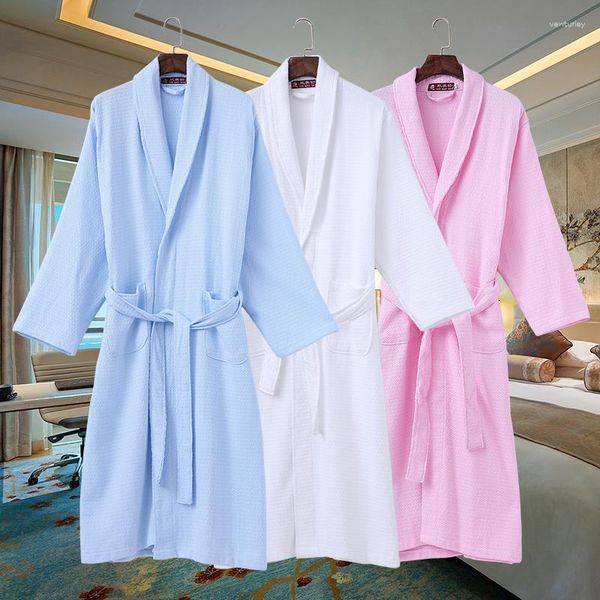 Vêtements de nuit pour femmes été gaufré coton peignoirs femmes Pijamas Robe Femme Robes de demoiselle d'honneur Sexysatin Kimono Super doux