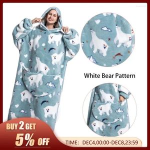 Dames nachtkleding Super lang oversized homewear deken met capuchon voor volwassenen Draagbare dekens Winterkleding Fleece Avocado Dames Sweatshirt