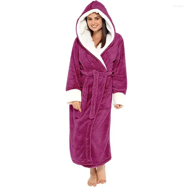 Femmes de nuit thermique demoiselle d'honneur kimono flanelle hiver grille rose chaud robes supplémentaires sexy peignoir longue luxe fourrure bain femmes robe robe