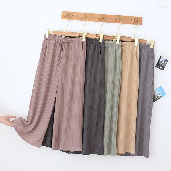 Vêtements de nuit pour femmes pantalons larges filetés bas de maison été mince 3/4 multicolore exercice du matin jeunesse d'âge moyen personnes âgées salon Pijama