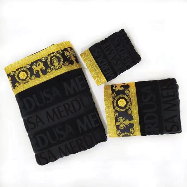 Vêtements de nuit pour femmes trois pièces serviette en coton corps entier texturé Logo motif 2 serviettes pour le visage 1 ensemble de bain fournitures pour la maison