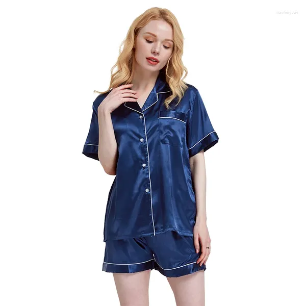 Ropa de dormir para mujer TonyCandice Estilo de verano Pantalones cortos de seda Pijamas para mujeres Conjunto de pijama sexy Niñas Ropa de dormir suave Pijamas femeninos