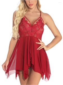 Vêtements de nuit pour femmes Top Mode Sexy Jarretelles Robe de sommeil dos nu Floral évidé en dentelle Chemise de nuit Femmes Chemise de nuit Fun Lingerie