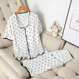 Vrouwen Nachtkleding Tulin Mode Pyjama Set Print Vrouwen 2 STUKS ShirtPants Casual Satijn PJS Lounge Wear Zachte Pyjama Losse homewear