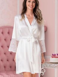 Dames slaapkleding Tulin Fashion Robe Dames Pyjama Lace Woman Nightie White Nachtjam