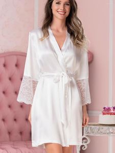 Vêtements de nuit pour femmes Tulin Fashion Robe pyjamas pour femmes dentelle femme nuisette chemise de nuit blanche voir à travers peignoir femme manches longues Robes