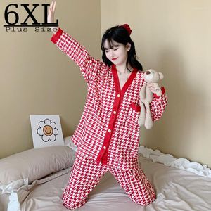 Signières pour femmes ensembles de deux pièces pour femmes Overifits Nightwear Cotton Pyjamas Suit Pyjamas Big Size 6xl Automn Winter Luxury Set