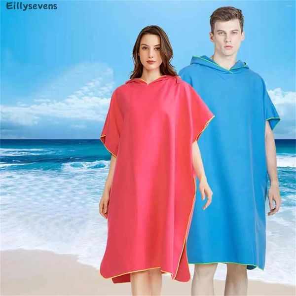 Vêtements de nuit pour femmes ultra-fibre à séchage rapide Poncho Paire assortis Paire à capuche Absorbant Absorbant Cape Swimming Towe Bathrobe chaud