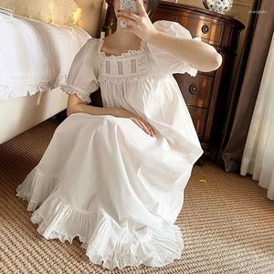 Ropa de dormir para mujer Unikiwi Vintage Women Princess Dress Royal Style Lace Square Collar Nightgowns.Mangas de soplo largo camisón camisón