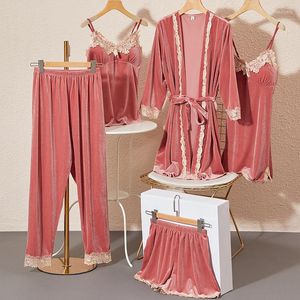 Dames slaapkleding Velour Casual Nightwear Lady Pyjamas Set herfst winter slaapjurken kimono badjas sexy fluwelen pyjama's huiskleding