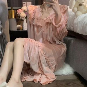 Ropa de dormir para mujer Camisón de terciopelo para mujer elegante volantes vestido de noche pijamas de una pieza coreano otoño manga larga sólido ropa de hogar 2023